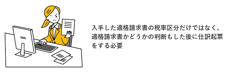 入手した適格請求書の税率区分だけではなく、適格請求書かどうかの判断もした後に仕訳起票をする必要