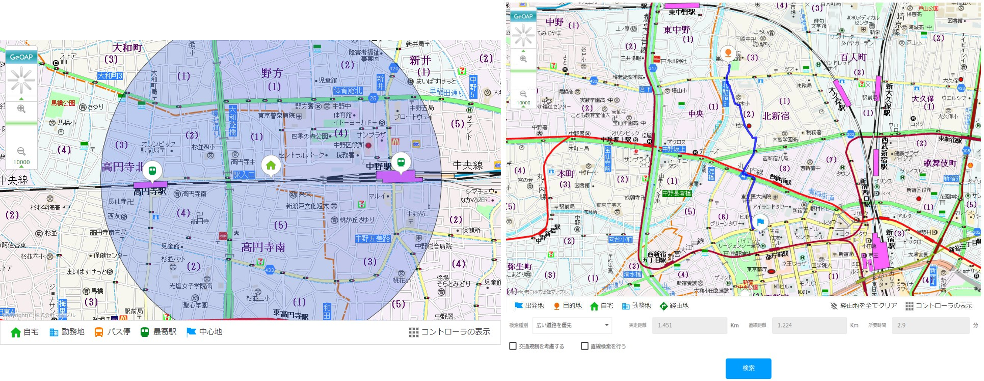 地図機能画面